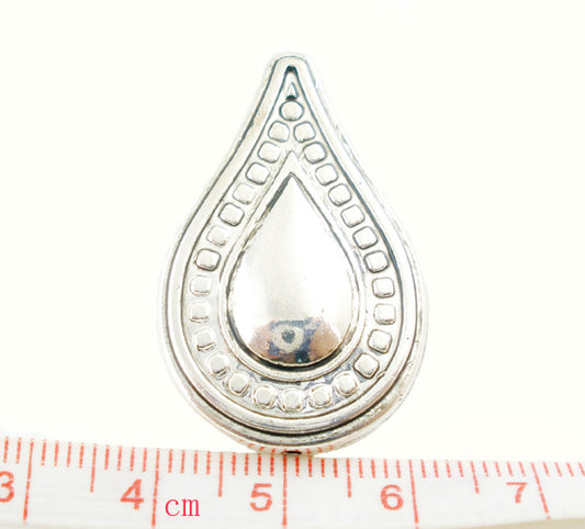 Antique Silver, Acrylic CCB, Teardrop pattern Pendants 35x22mm, 20pcs