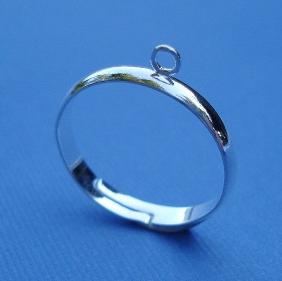 Ring Shank, 18MM. 1 loop, Antique Bronze Plate, 10pcs