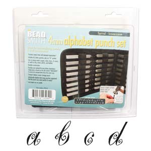 Letter Punch Set, 4mm, Spiral, lower case 27pcs with case