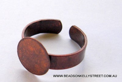 Ring Cuff Shank, Copper plated with 12mm plate for glueing, 10pcs