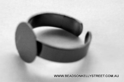 Ring Cuff Shank, Black Nickel plated with 12mm plate for glueing, 10pcs