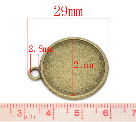 Antique Bronze Frame Settings 29x25mm, 10 pcs