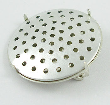 Antique Silver, Brooch Back, Metal Sieve for Beading, 25mm, 10 sets Curved Top