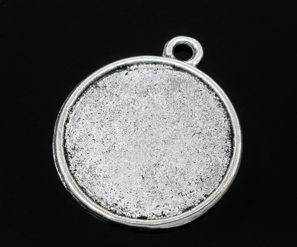 Antique Silver Plate Pendant, about 27mm long, 23mm wide, double sided picture frame, 20 pcs
