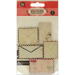 Wooden Embellishments, Envelopes 5pcs