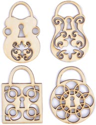 Wooden Flourishes, Padlocks, 4pcs