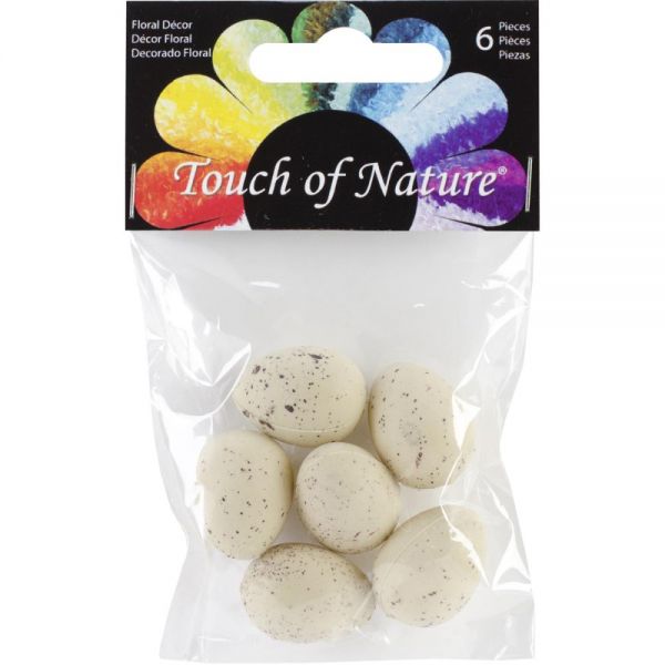 Plastic Bird Eggs 1" 6/Pkg  - Beige Eggs With Brown Speckles