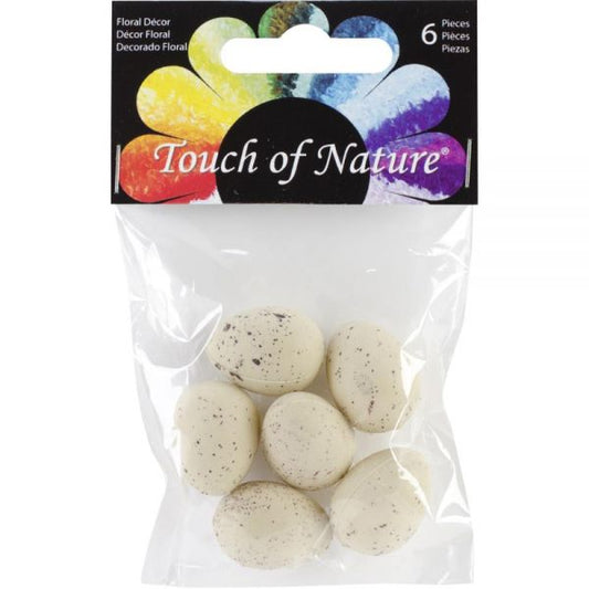 Plastic Bird Eggs 1" 6/Pkg  - Beige Eggs With Brown Speckles