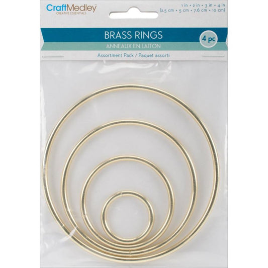 Macrame Metal Ring, Brass Plated Nickel, assorted sizes, 4pcs