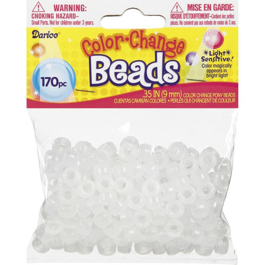 Pony Beads Colour Changing - Magic light sensitive, 6mm x 9mm, 170pcs