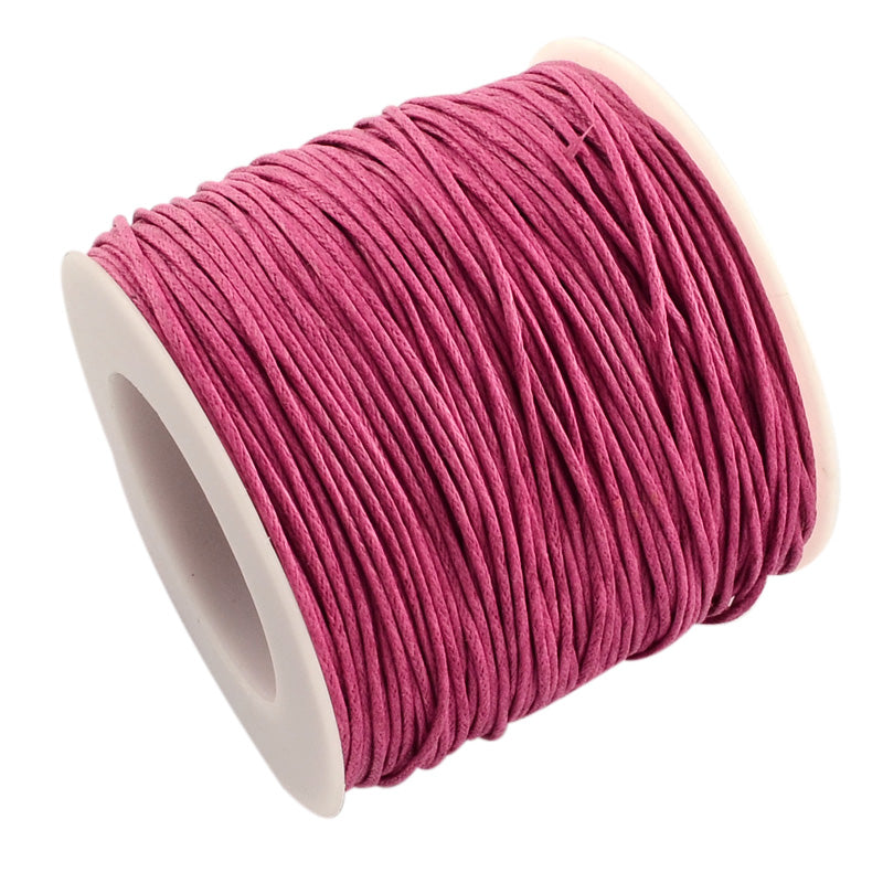 Waxed Cotton Cord, Fuchsia, 1mm, 100 yards