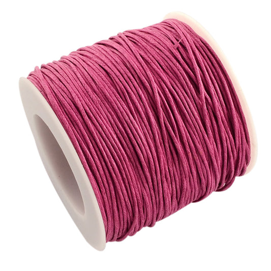 Waxed Cotton Cord, Fuchsia, 1mm, 100 yards