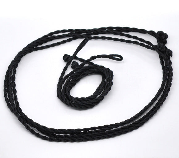 Terylene twisted Cord Necklace, Black, 65cm, 20pcs