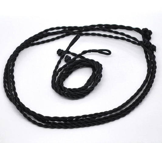 Terylene twisted Cord Necklace, Black, 65cm, 20pcs