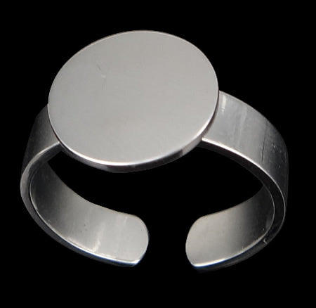 Ring Cuff Shank, Stainless Steel with 12mm plate for glueing, 10pc
