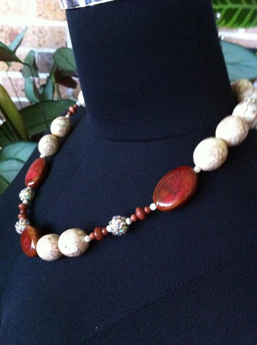 Vintage Cream Beaded Necklace, 54cm