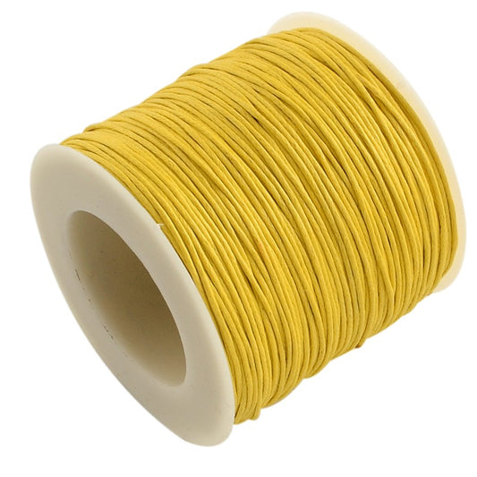 Waxed Cotton Cord, Yellow, 1mm, 100 yards