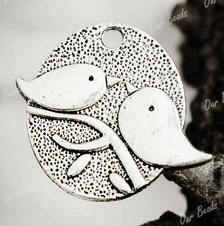 Antique Silver Pendant, Birds, 29 x26mm, 20pcs  - Steampunk
