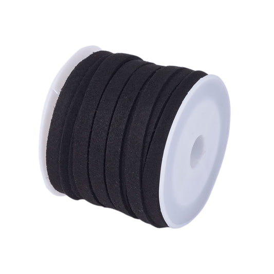 Faux Suede Cord,  Black Size: about 5mm wide, 1.5mm thick; about 5m/roll