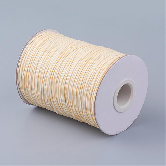 Waxed Polyester Cord, Pale Lemon, 1mm, 85 yards - Made In Korea