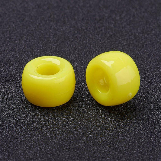 Pony Beads Yellow - opaque, 9x6mm, approx 900pcs, 250grams