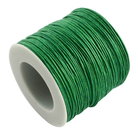 Waxed Cotton Cord, Green, 1mm, 100 yards