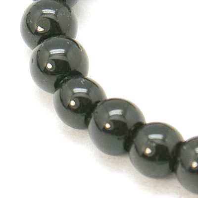 Glass Beads, Round, Black, 4mm,  13in strd
