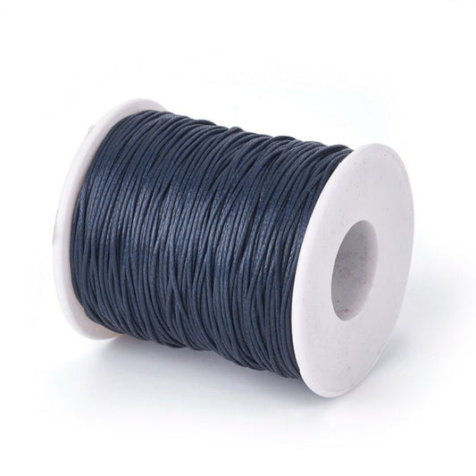 Waxed Cotton Cord, Navy, 1mm, 100 yards