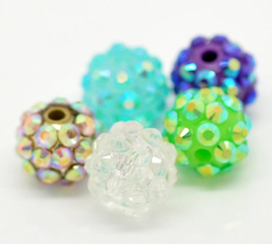 Acrylic Rhinestone Gunmetal Beads, 12mm, 20pcs for making Shamballa Style bracelets