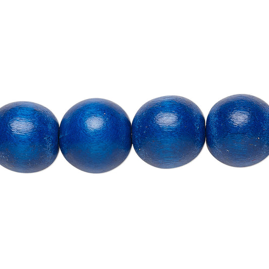 Wooden Beads Round, 12mm, Blue,  2 x16 inch strands