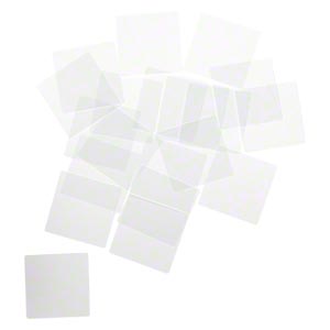 Art glass, clear, 1.5x1.5 inch flat square with grounded edges, 0.90mm thick.  20pcs