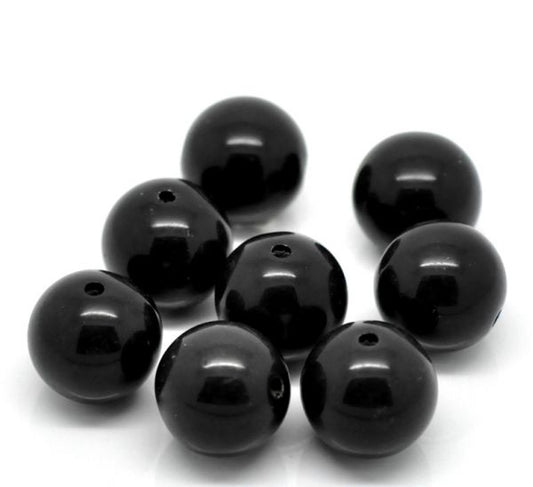 Acrylic Round Beads, Black, 4mm, 2,000pcs