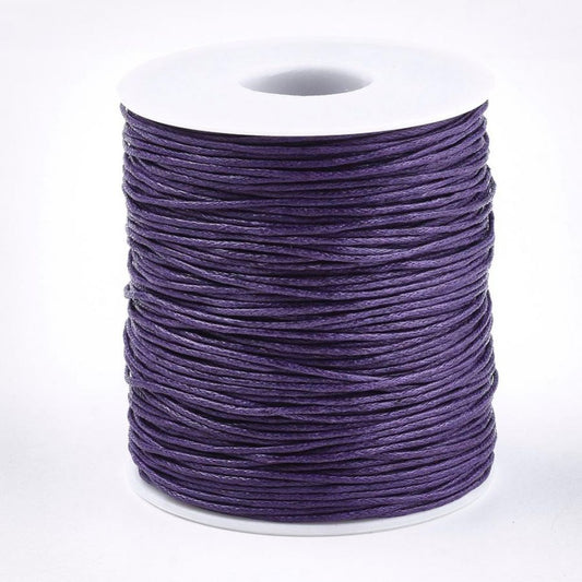 Waxed Cotton Cord, Purple, 1mm, 100 yards