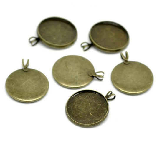 Antique Bronze Frame Settings 4.1x3.3mm, (fits 30mm) 5pcs