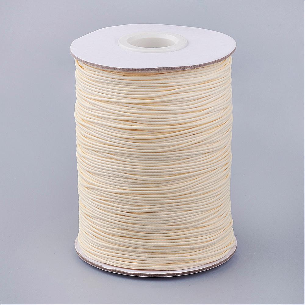 Waxed Polyester Cord, Pale Lemon, 1mm, 85 yards - Made In Korea