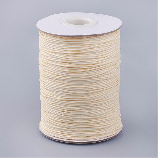 Waxed Polyester Cord, Pale Lemon, 1mm, 85 yards - Made In Korea