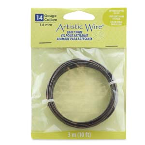 Artistic Wire Antique Copper 14 gauge (1.6mm) 3.1metres