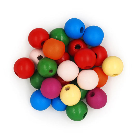 Wooden Beads Round, 16mm, Mixed, 250 grams Bulk
