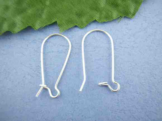 Silver Plated Kidney Ear Wires, 11 x 24mm, 125 pairs