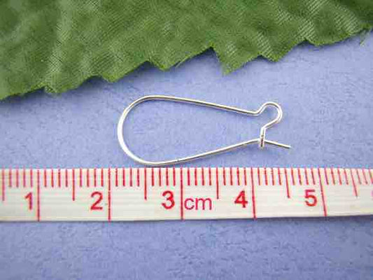 Silver Plated Kidney Ear Wires, 11 x 24mm, 125 pairs