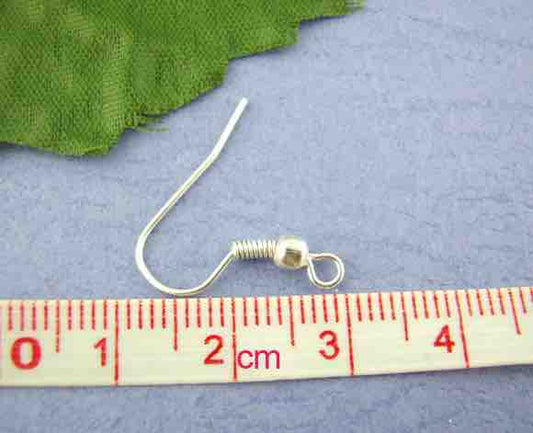 Silver Plate Ear Hooks, 18 x19mm, Nickel Free, approx 100 pairs