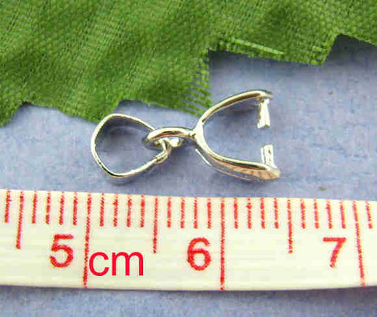 Antique Silver Plate, Bail-Pinch 15x5mm, 30pcs