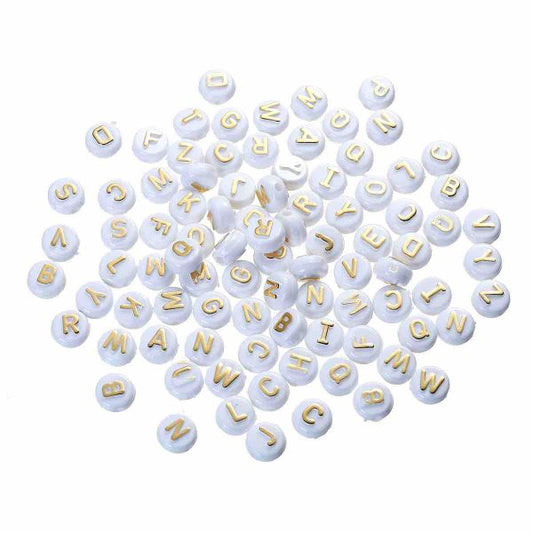 Acrylic Spacer Beads Round, Alphabet, 10mm Random Mix, 200pcs
