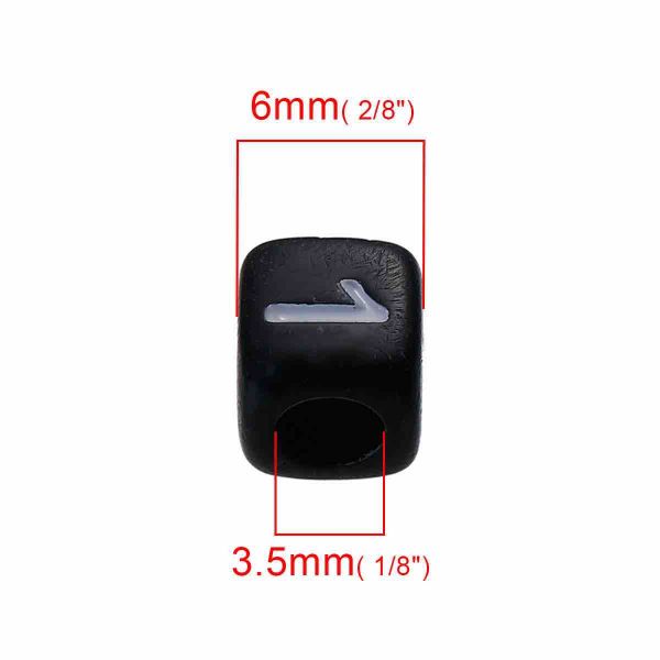 Acrylic Spacer Beads Square, Numbers, 6mm Random Mix, 300pcs - Style 1