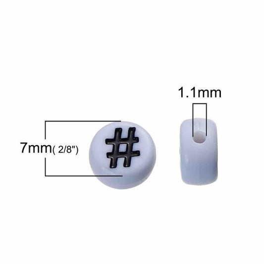 Acrylic Spacer Beads Round, #, 7mm, 300pcs