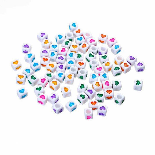 Acrylic Spacer Beads Heart, White, 6mm Random Mix, 300pcs
