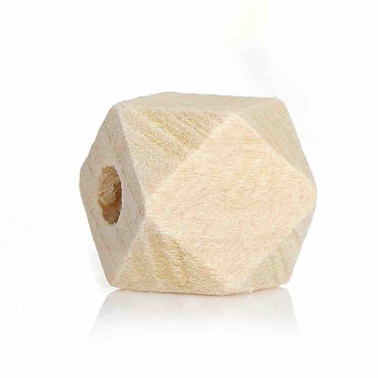 Wooden Beads Cube Faceted, Natural Hinoki Wood, 14 x 14mm, 20pcs