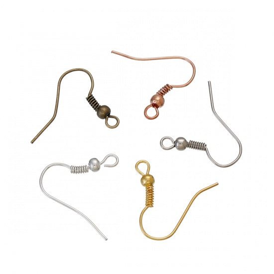 Ear Wire Hooks Mixed Finishes, 19 x 18mm, 21 ga, 250pcs