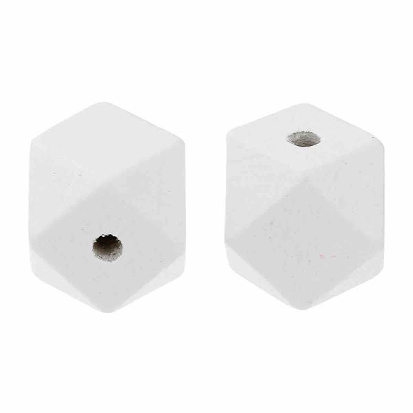 Wooden Beads Polygon, 20x20mm, 20 pieces, White (3.7-4.2mm hole) - Hinoki Wood