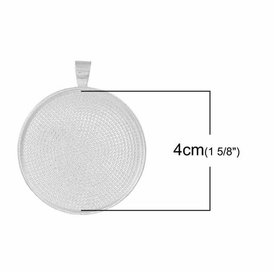 Silver Plate Frame Settings 51x43mm, (fits 40mm) 2pcs